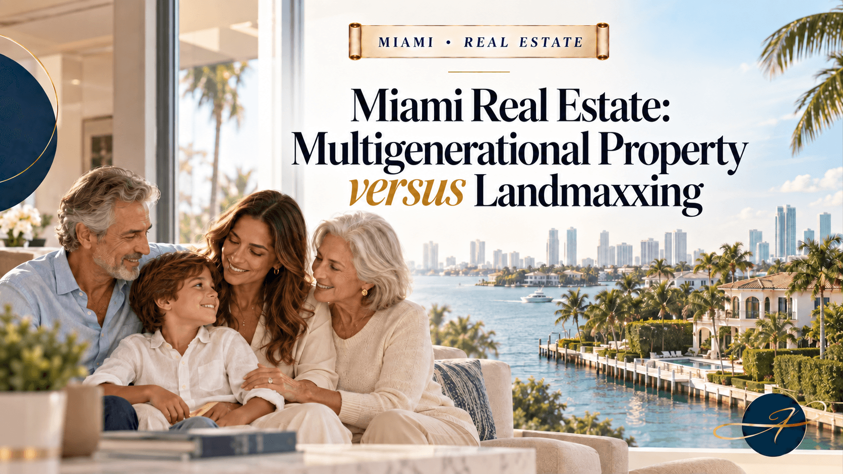 Approved cover translated into English: a multigenerational family overlooking Biscayne Bay and the article headline.