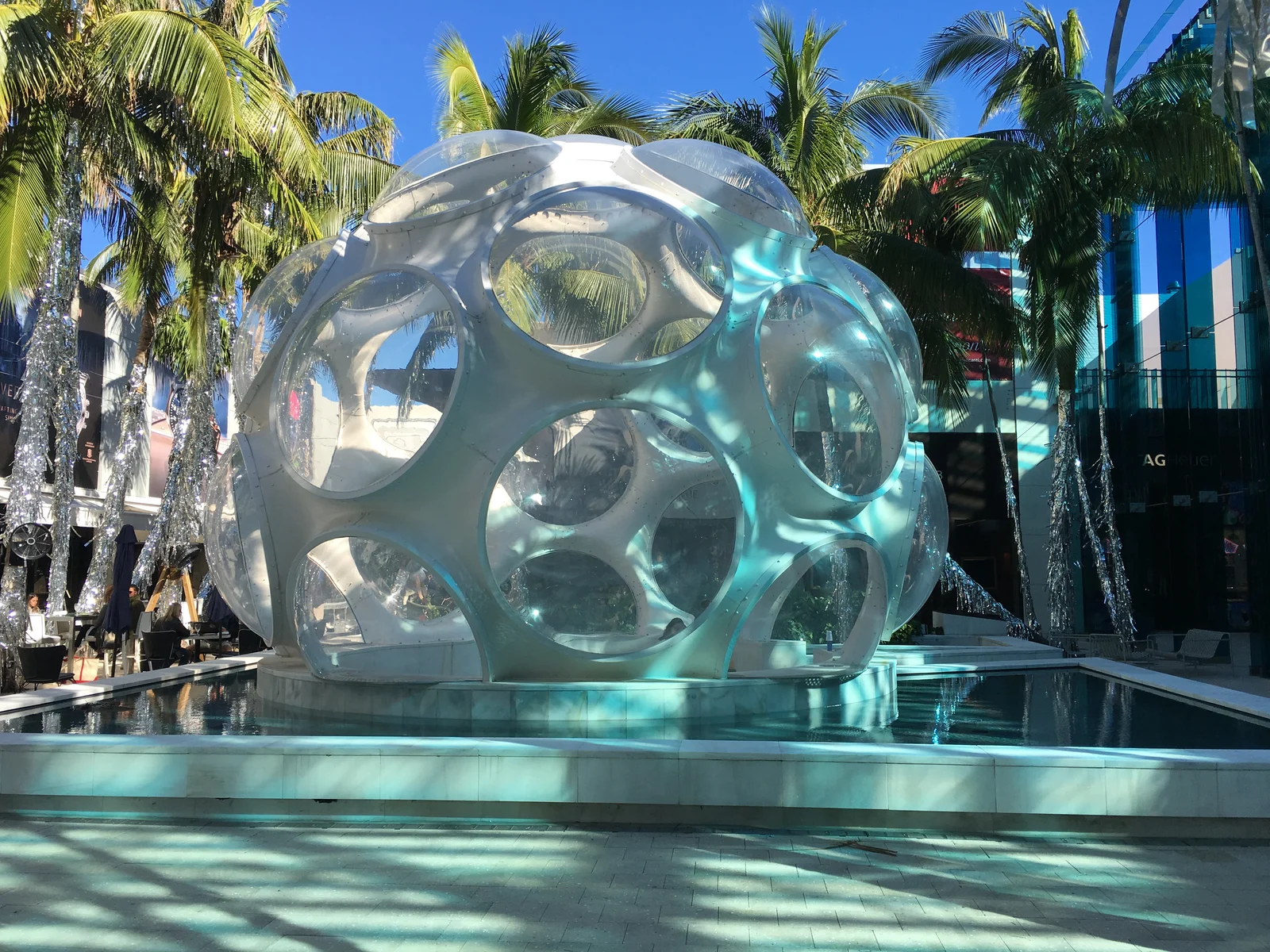 Buckminster Fuller's Fly's Eye Dome in Palm Court, Miami Design District