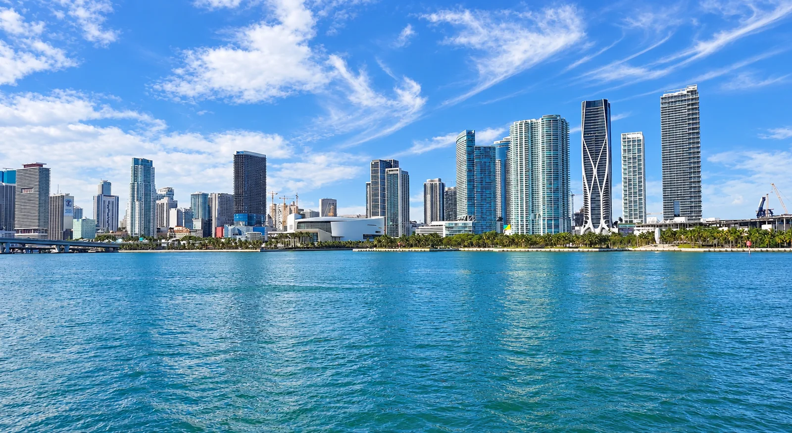 Downtown Miami skyline seen across Biscayne Bay